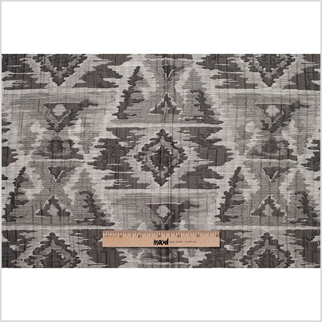 Indian Black/White Ikat-Like Geometric Poly/Cotton Brocade