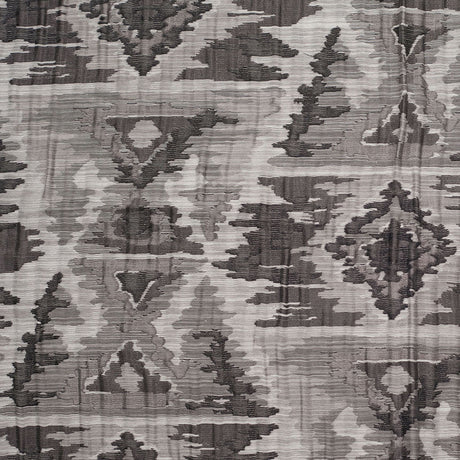 Indian Black/White Ikat-Like Geometric Poly/Cotton Brocade