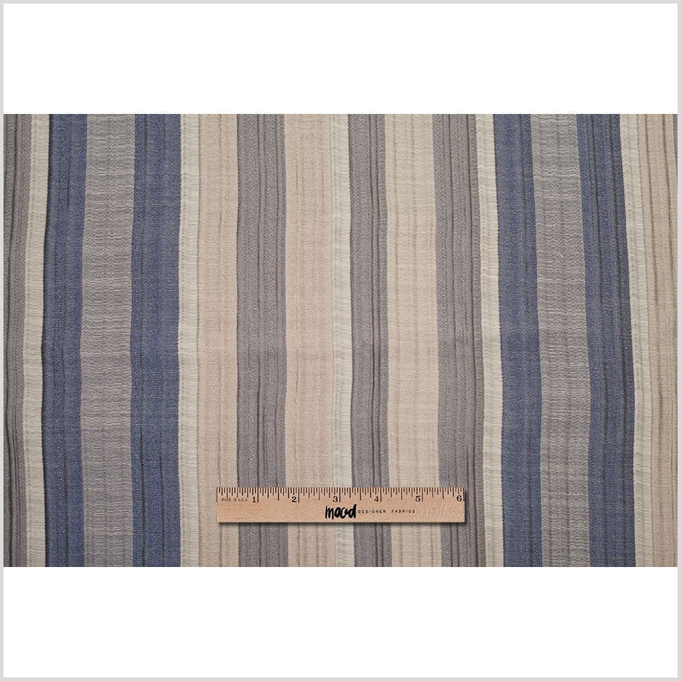 Indian Blue/Beige Striped Poly/Cotton Brocade