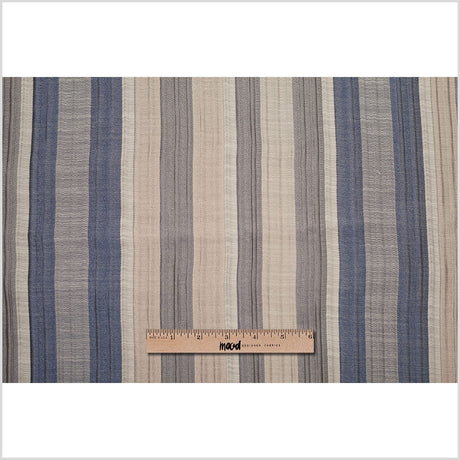 Indian Blue/Beige Striped Poly/Cotton Brocade