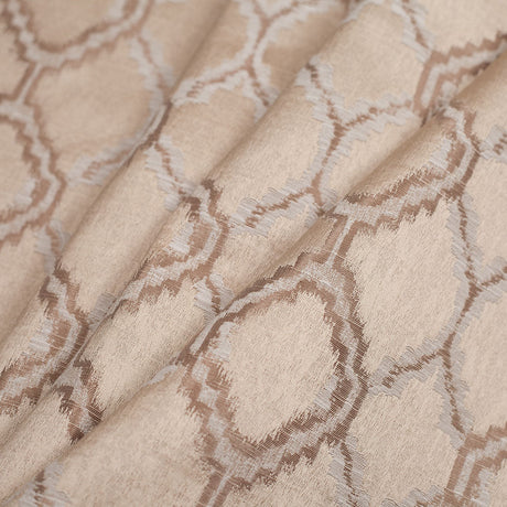 Indian Taupe Geometric Poly/Cotton Woven