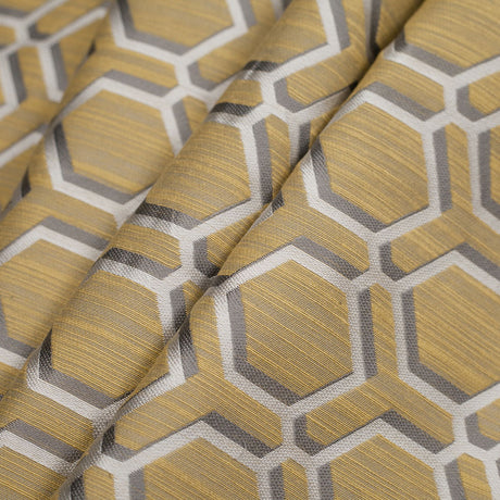 Indian Yellow/Gray Geometric Poly/Cotton Brocade