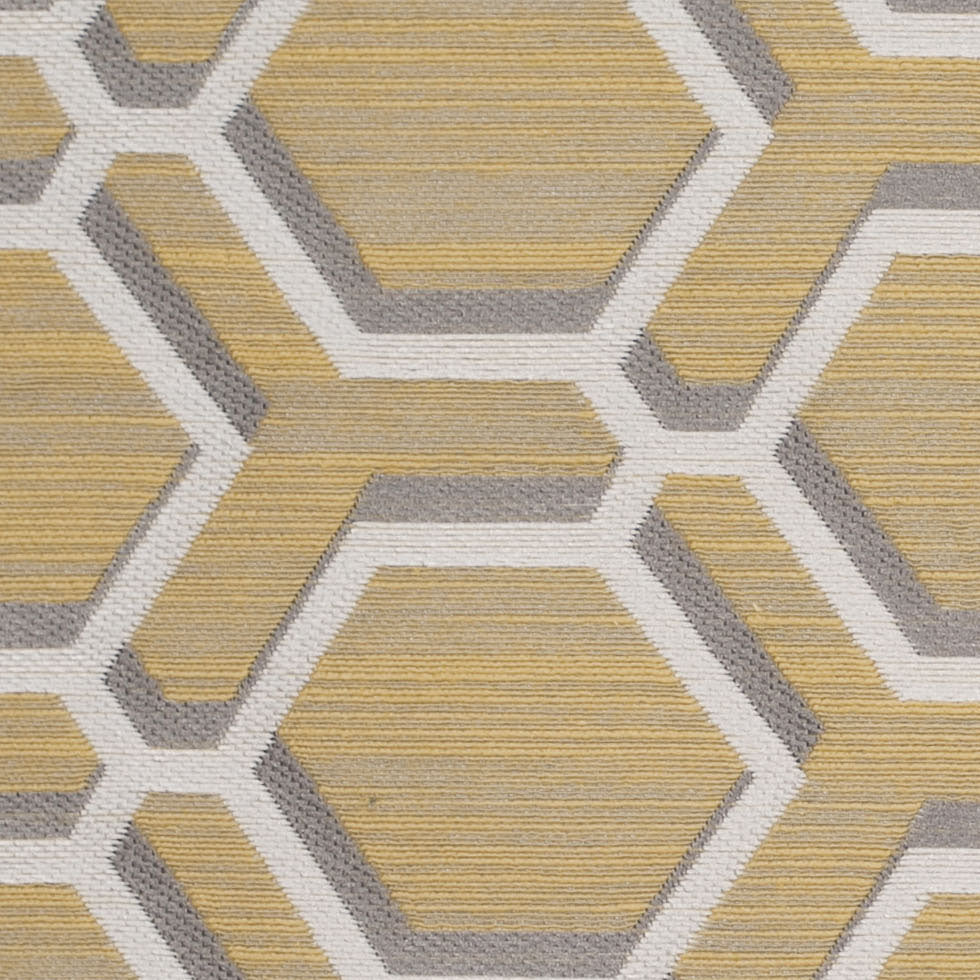 Indian Yellow/Gray Geometric Poly/Cotton Brocade
