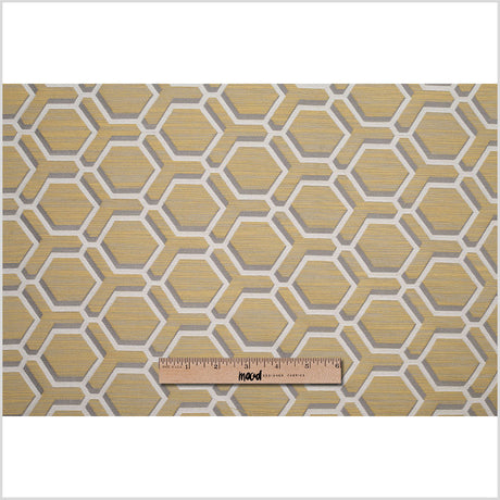 Indian Yellow/Gray Geometric Poly/Cotton Brocade