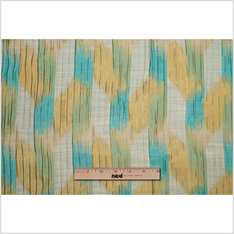 Indian Blue/Gold Ikat-Like Poly/Cotton Brocade