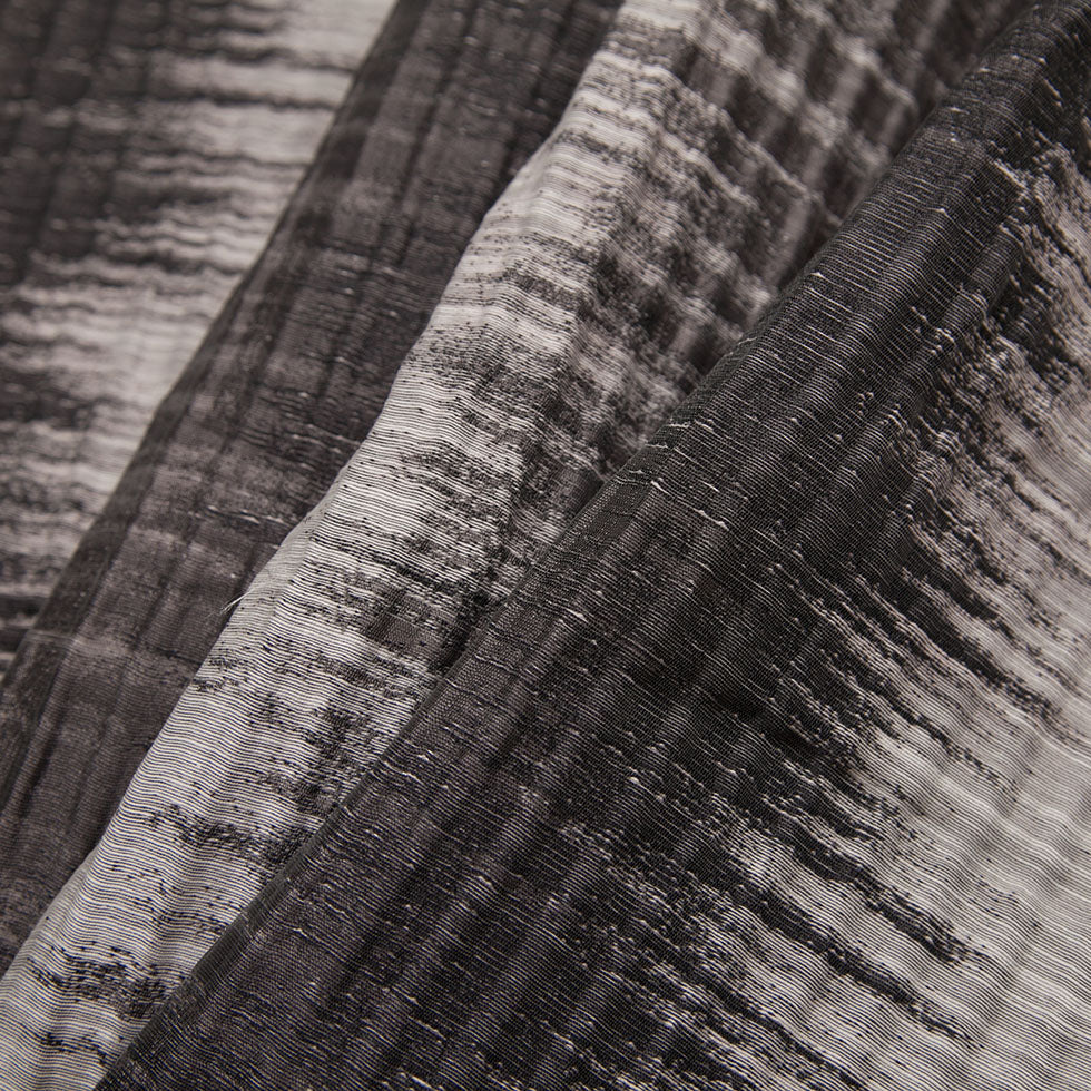 Indian Black/White Geometric Striped Polyester-Cotton Brocade