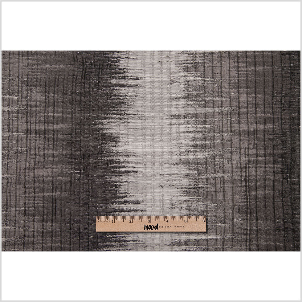 Indian Black/White Geometric Striped Polyester-Cotton Brocade