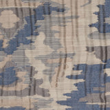 Indian Blue/Beige Ikat-Like Geometric Poly/Cotton Brocade