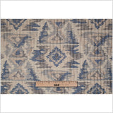 Indian Blue/Beige Ikat-Like Geometric Poly/Cotton Brocade