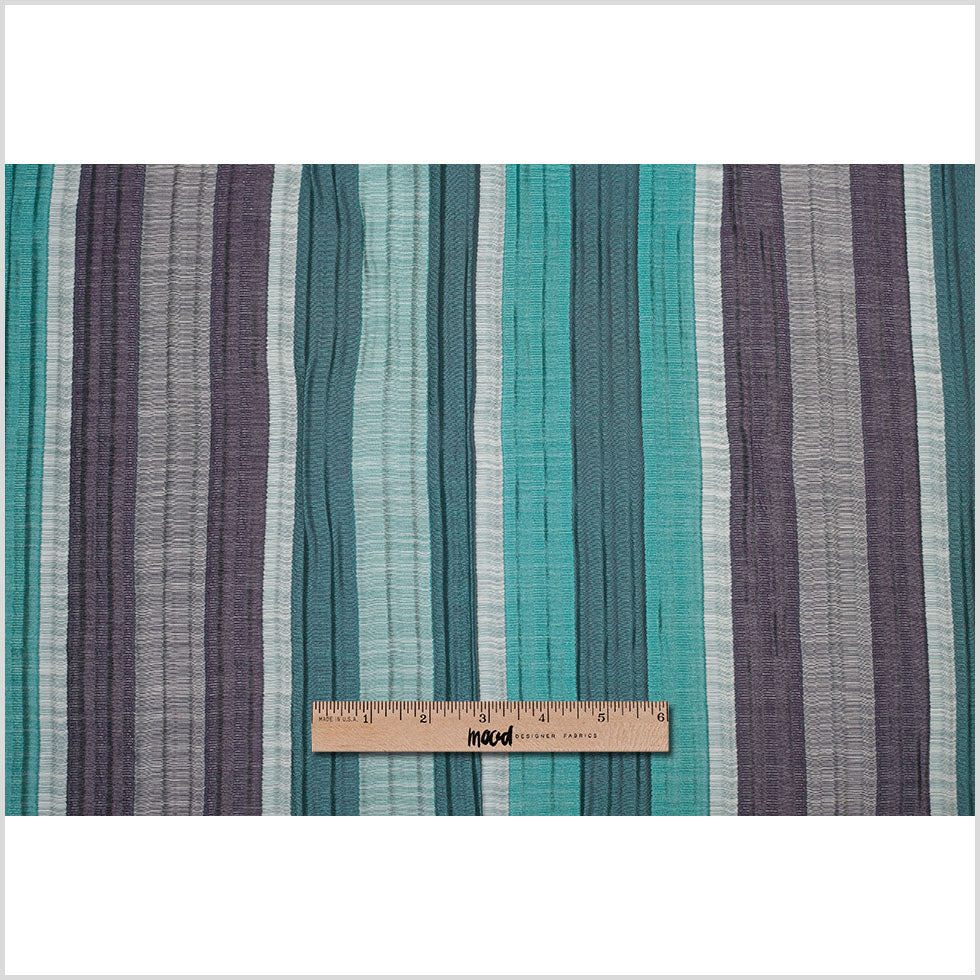 Indian Aqua/Purple Striped Poly/Cotton Brocade