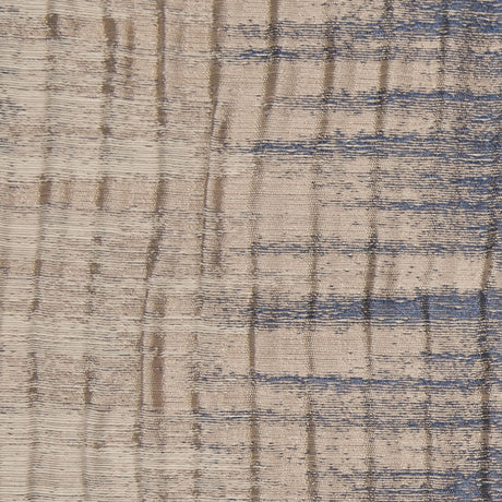 Indian Blue/Beige Geometric Striped Polyester-Cotton Brocade