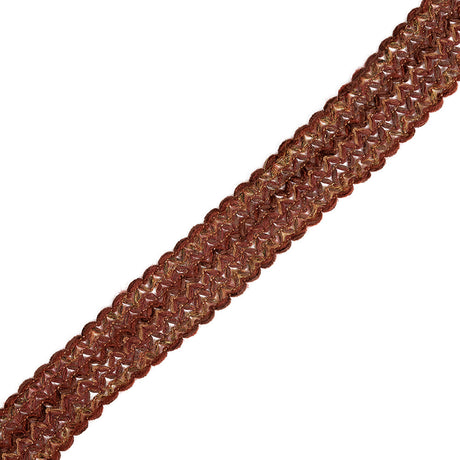 Cherry Mahogany, Orange and Yellow Metallic Mohair and Lurex Trim - 2"