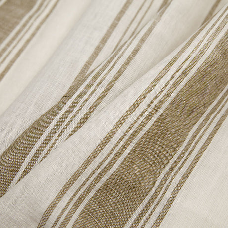 Indian Olive/White Striped Linen Woven