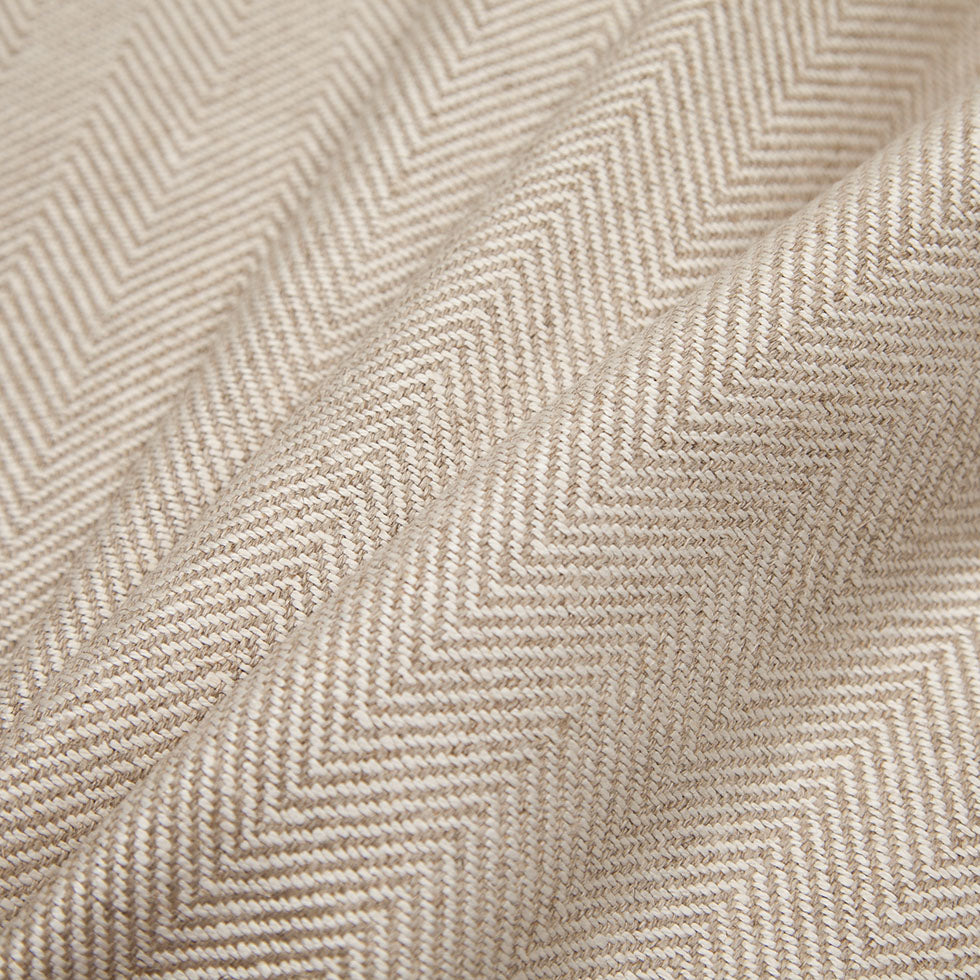 Indian Natural/White Herringbone Linen Woven