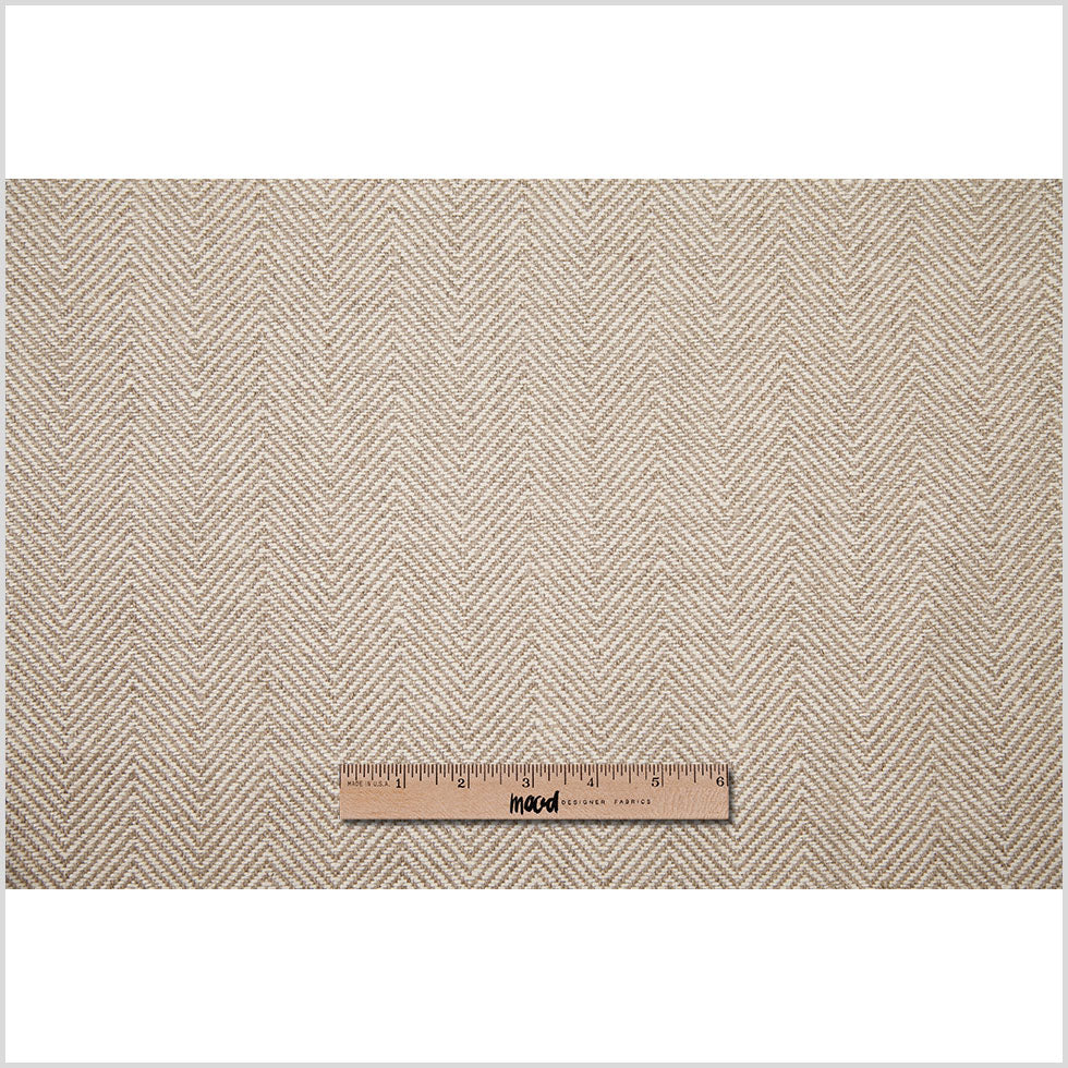 Indian Natural/White Herringbone Linen Woven