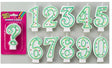 Green/White Number Candles - Numbers 0 to 9 Plus Question Mark