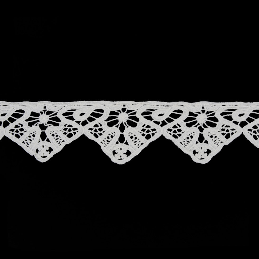 3" Italian White Cotton Guipure Lace Trim