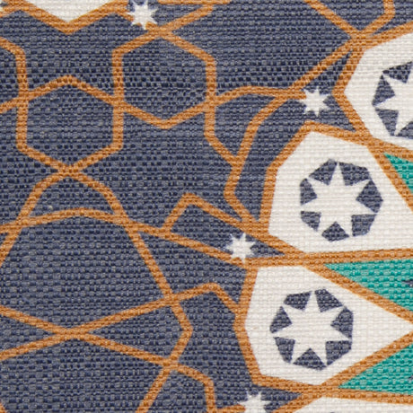 Spanish Aqua Geometric Poly/Cotton Canvas