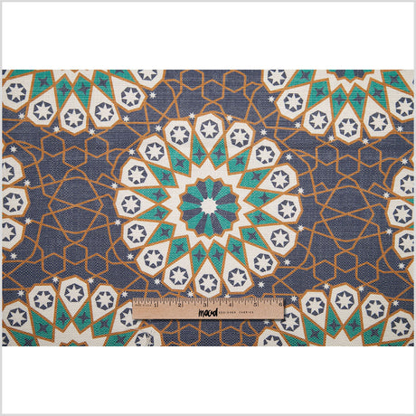 Spanish Aqua Geometric Poly/Cotton Canvas