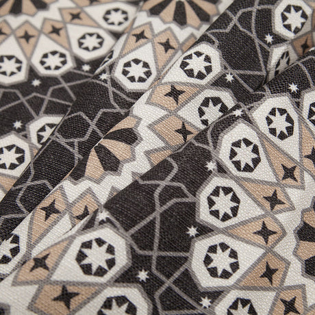 Spanish Black/Beige Geometric Poly/Cotton Canvas