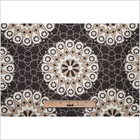 Spanish Black/Beige Geometric Poly/Cotton Canvas