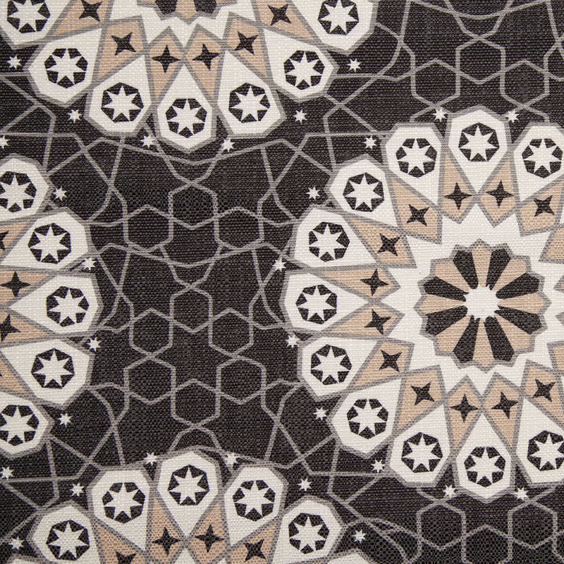 Spanish Black/Beige Geometric Poly/Cotton Canvas