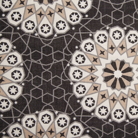Spanish Black/Beige Geometric Poly/Cotton Canvas