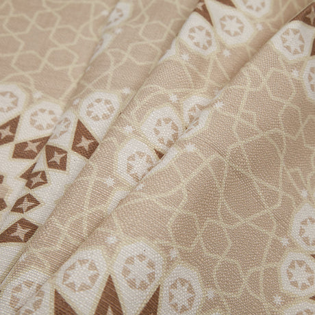 Spanish Beige/Brown Geometric Poly/Cotton Canvas