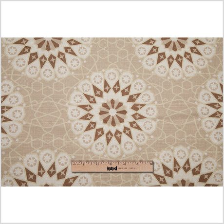 Spanish Beige/Brown Geometric Poly/Cotton Canvas
