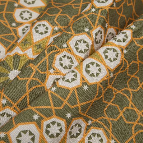 Spanish Green Geometric Poly/Cotton Canvas