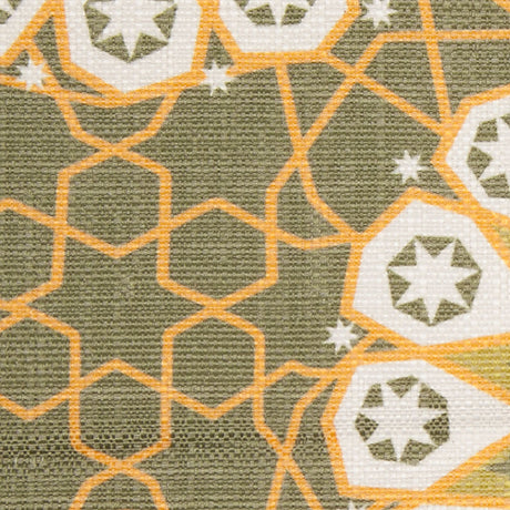 Spanish Green Geometric Poly/Cotton Canvas