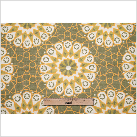 Spanish Green Geometric Poly/Cotton Canvas