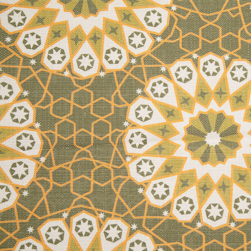 Spanish Green Geometric Poly/Cotton Canvas