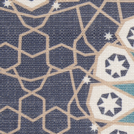 Spanish Navy/Beige Geometric Poly/Cotton Canvas