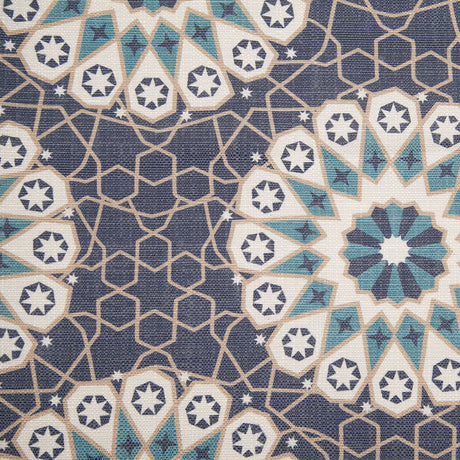 Spanish Navy/Beige Geometric Poly/Cotton Canvas