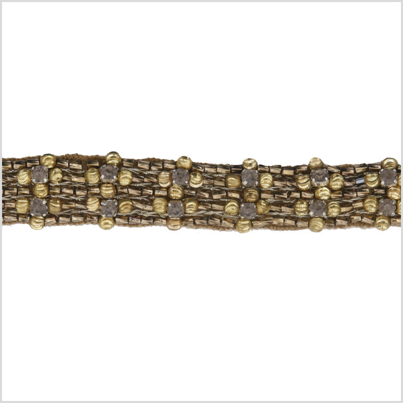 0.625" Gold/Copper Beaded Rhinestone Trim