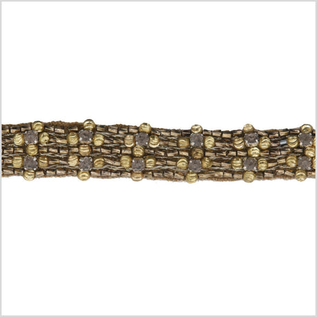 0.625" Gold/Copper Beaded Rhinestone Trim