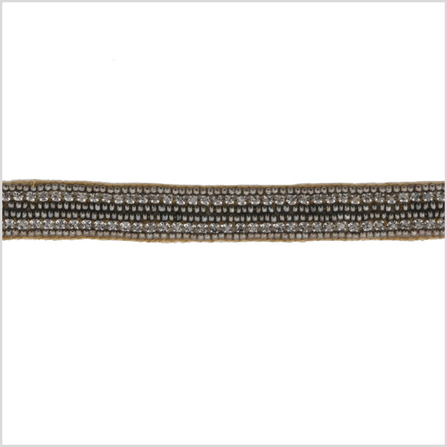 0.5" Gunmetal/Copper Beaded Rhinestone Trim