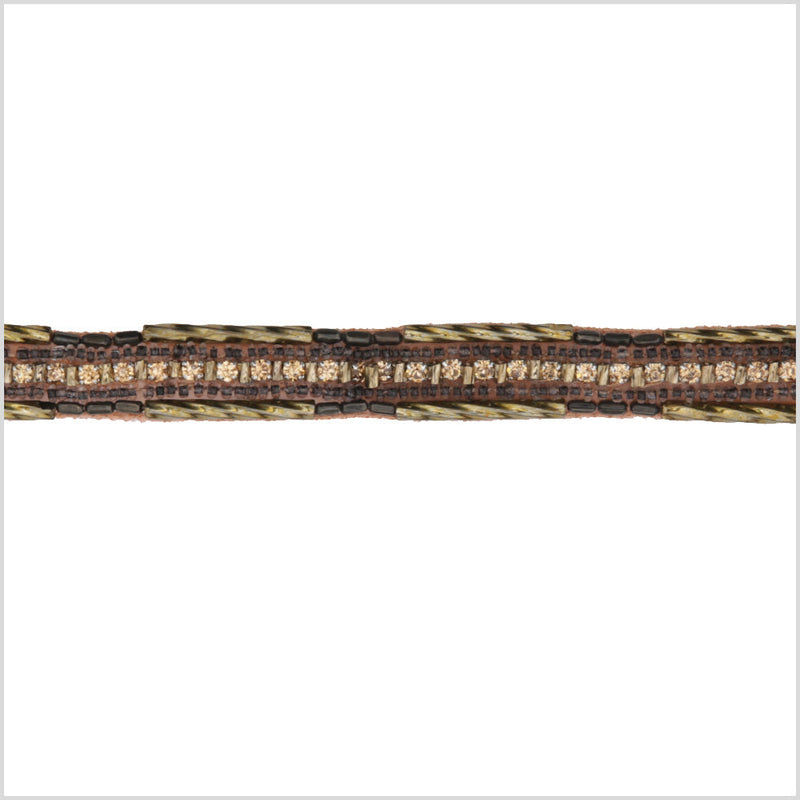 0.5" Gold/Copper Beaded Rhinestone Trim