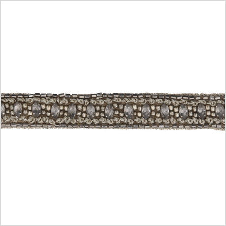 0.75" Gunmetal/Bronze Beaded Rhinestone Trim