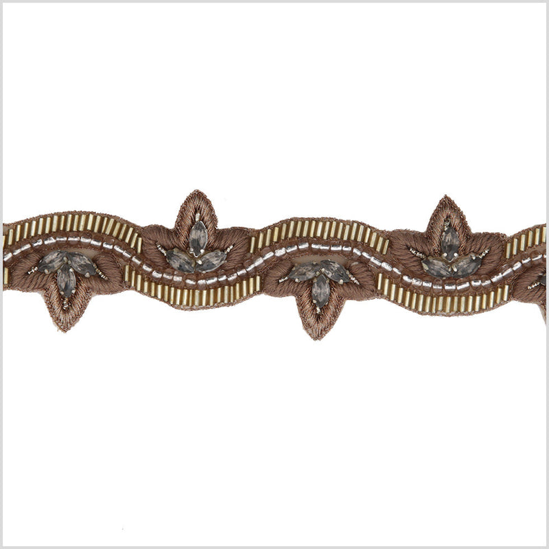 1.5" Gold/Copper Beaded Rhinestone Trim