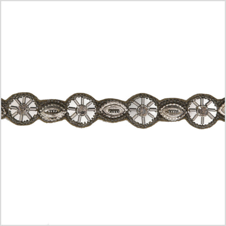 1" Black/Gunmetal Beaded Rhinestone Trim