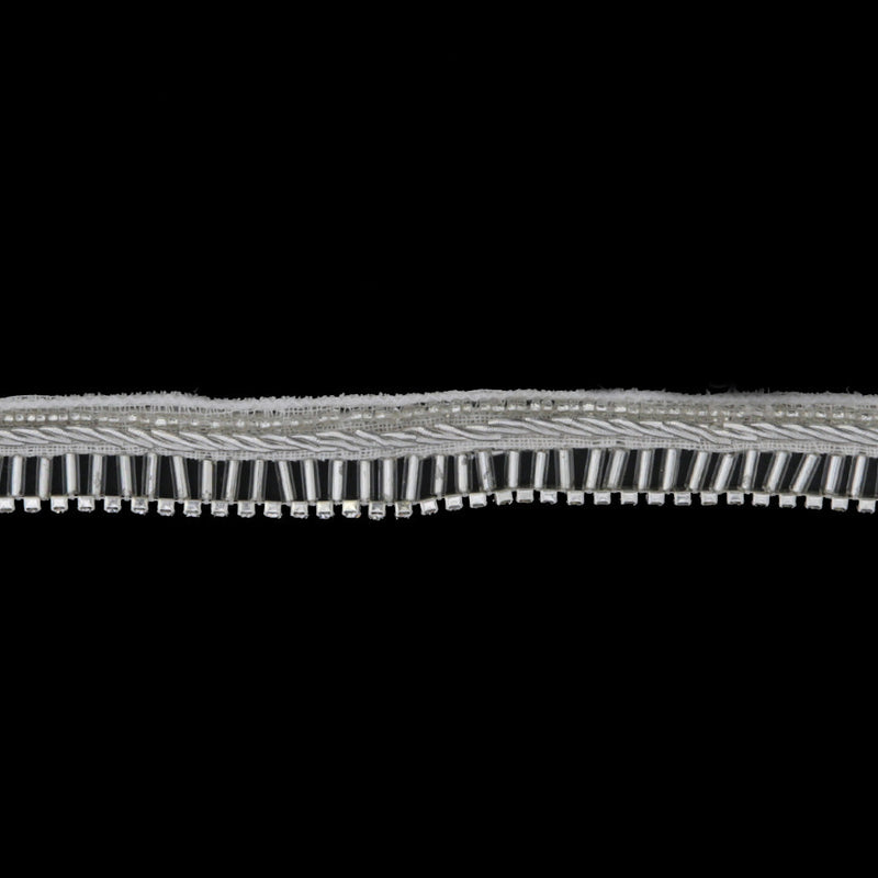 0.5" Pearl Ivory/Silver Beaded Rhinestone Trim