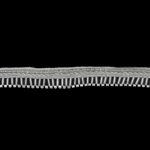0.5" Pearl Ivory/Silver Beaded Rhinestone Trim