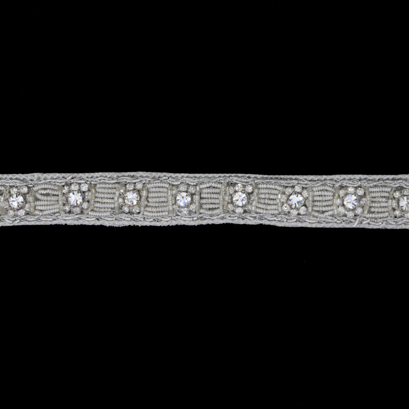 0.625" Silver/Silver Beaded Rhinestone Trim