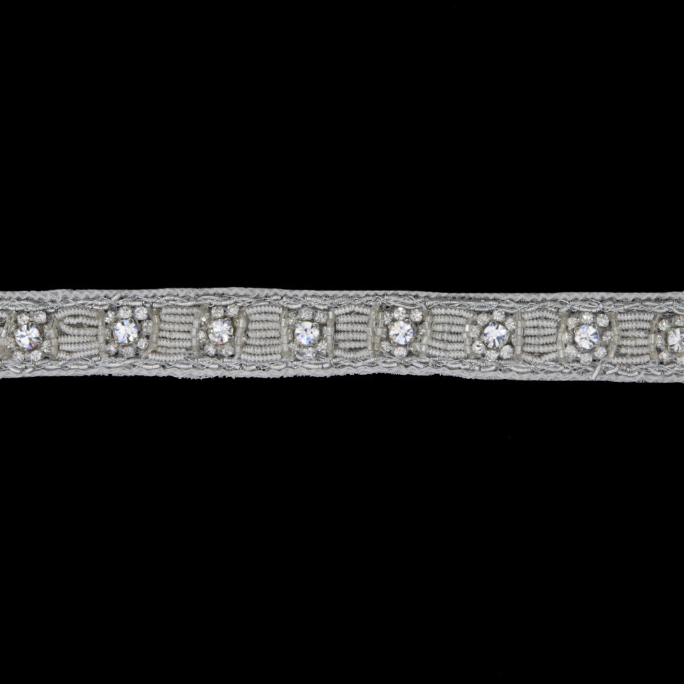 0.625" Silver/Silver Beaded Rhinestone Trim