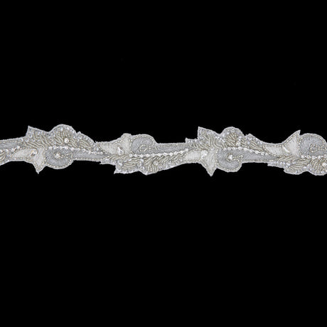 1.25" Silver Beaded Rhinestone Trim