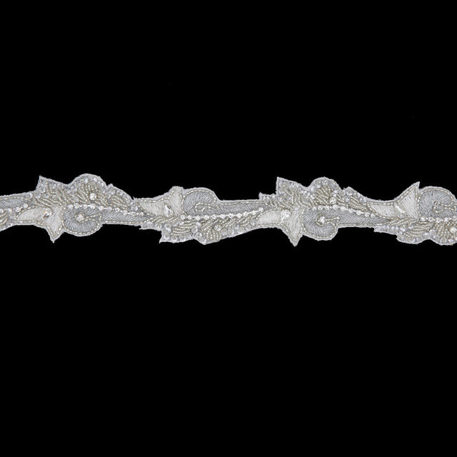1.25" Silver Beaded Rhinestone Trim