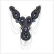Navy/Gunmetal Beaded Rhinestone Neck Applique
