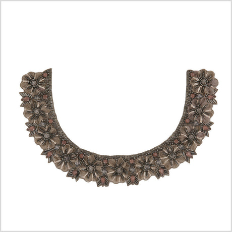 Gunmetal/Rose Beaded Rhinestone Applique